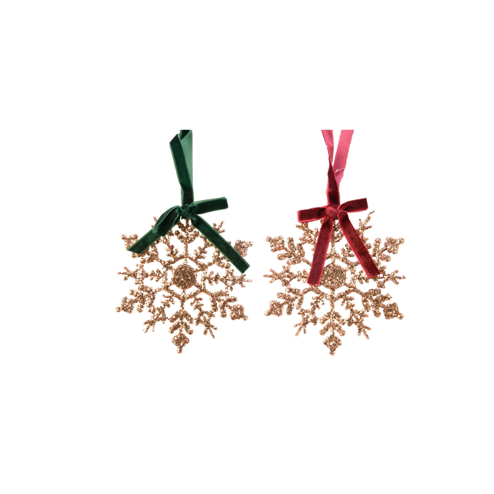 Χριστουγεννιάτικη Χιονονιφάδα Κρεμαστή,Χρυσή με glitter,9,5εκ.-Kaemingk,740334