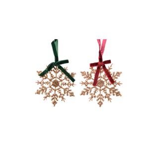 Χριστουγεννιάτικη Χιονονιφάδα Κρεμαστή,Χρυσή με glitter,9,5εκ.-Kaemingk,740334 - 32539