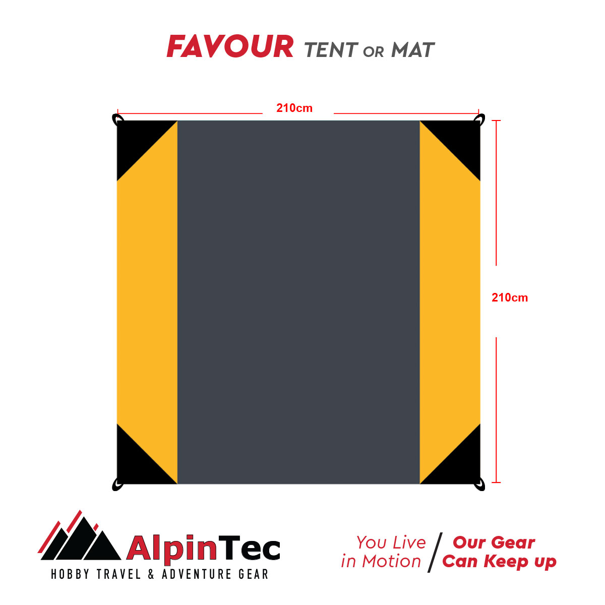 Ψάθα-τέντα Alpin κίτρινη-ανθρακί 210Χ210εκ. 210-CLYW