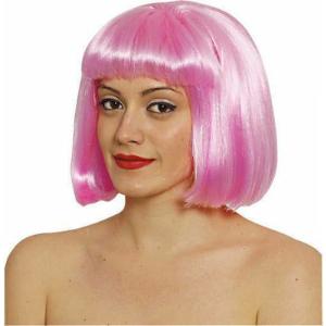 Αποκριάτικη Περούκα Ίσια Ροζ Καρέ με Φράντζα-Α0115 - 33917