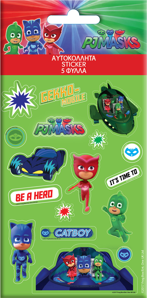 Αυτοκόλλητα PJ Masks 8x12εκ σε 5 Φύλλα 484298