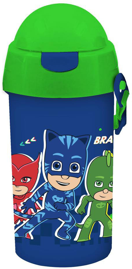 Παιδικό Παγούρι Pj Masks Πλαστικό με Καλαμάκι 500ml,Must 484284