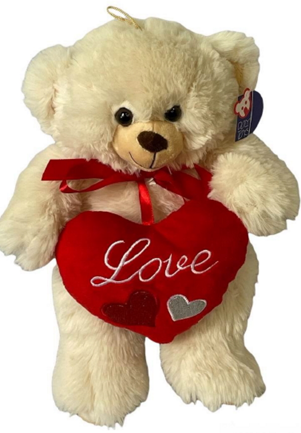 Γούνινο αρκουδάκι με καρδιά Love, 35cm, 21178-25V