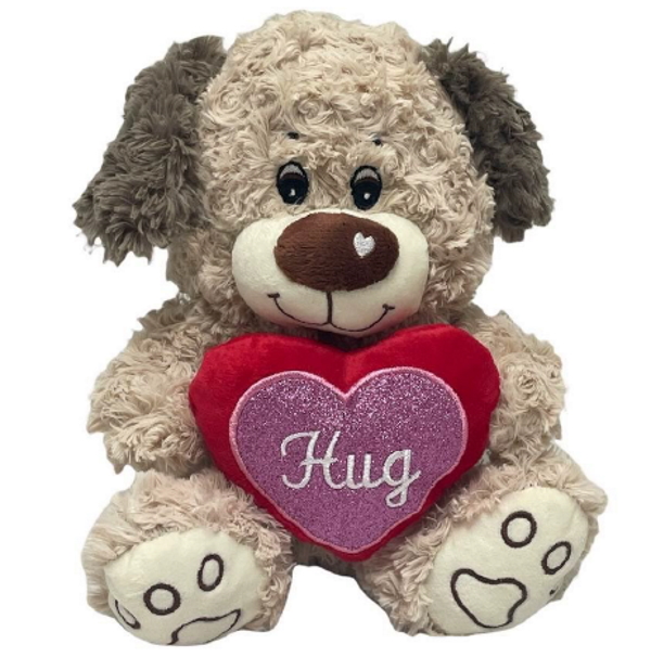 Σκύλος γούνινος με καρδιά Hug, 25cm, 8748-25