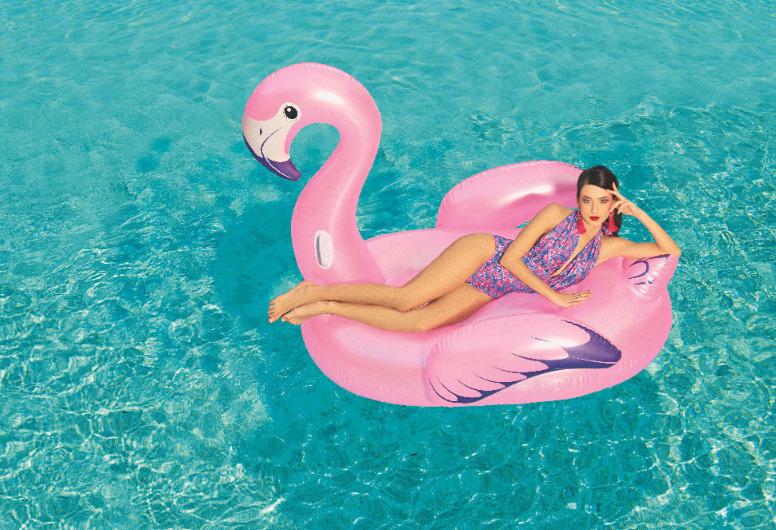 Φουσκωτό Ride On Θαλάσσης Flamingo με Χειρολαβές Ροζ 173εκ.-Bestway ,41119