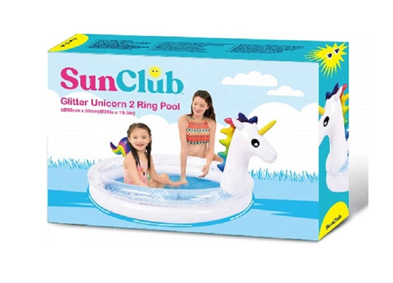 Πλαστική παιδική πισίνα μονόκερος glitter, 99Χ50cm, 2+, 51018