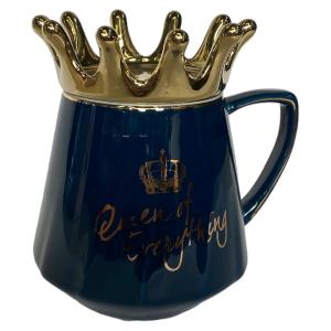 Κούπα Κεραμική με Στέμμα Queen of Εveryrthing,Μπλε με Καπάκι, - 33338