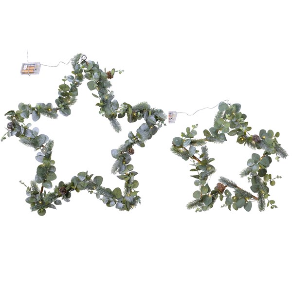 Χριστουγεννιάτικο αστέρι από άγρια φυτά του δάσους, φωτιζόμενο, σετ 2 τμχ., 0,60Χ0,50 και 0,40Χ0,30cm - KAEMINGK, 687046