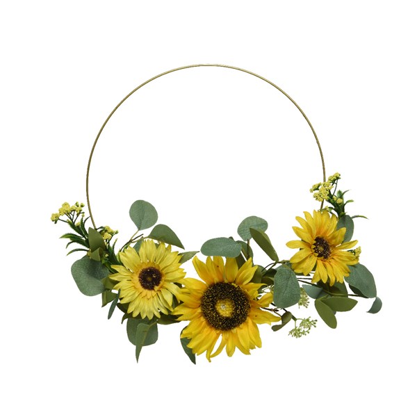 Διακοσμητικό στεφάνι ανοιξιάτικων λουλουδιών και ηλιοτρόπια, 40,00Χ9,00cm - KAEMINGK, 801382