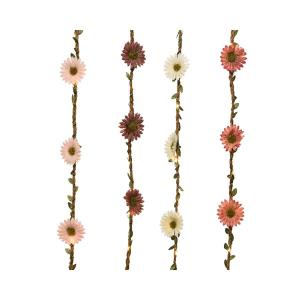 Γιρλάντα με λουλούδια, led, ροζ/καφέ/λευκό/σομόν, 150cm - 20847