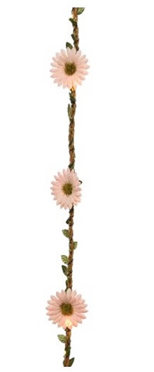 Γιρλάντα με λουλούδια, led, ροζ/καφέ/λευκό/σομόν, 150cm