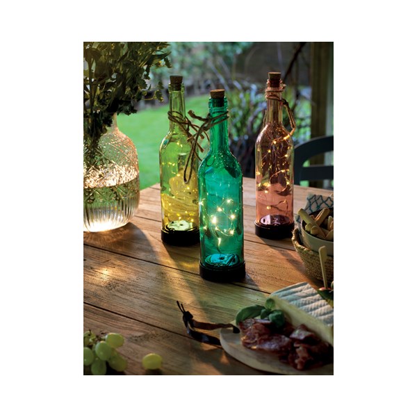 Ηλιακό φωτιστικό μπουκάλι, 10 led, τυρκουάζ/λαχανί/ροζ/χακί, 7.5Χ30.5cm - KAEMINGK
