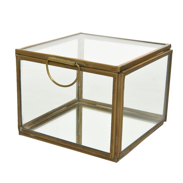 Γυάλινο τετράγωνο κουτί/μπιζουτιέρα, 10Χ10Χ7,5cm - KAEMINGK, 801732