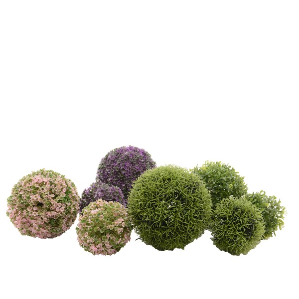Πλαστική λουλουδόμπαλα, πράσινο/εκρού/μωβ, μεγάλη, 18 cm - KAEMINGK