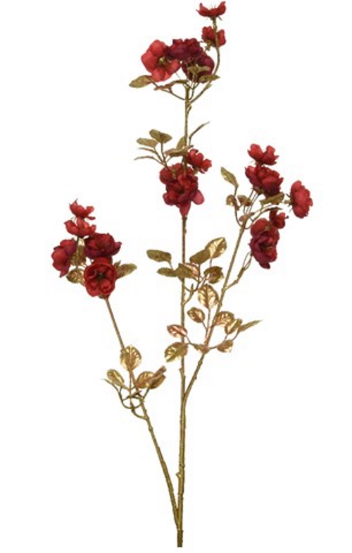 Χριστουγεννιάτικο κλαδί, χρυσό με κόκκινα άνθη από πολυεστέρα, 23Χ8Χ87cm - KAEMINGK, 220697