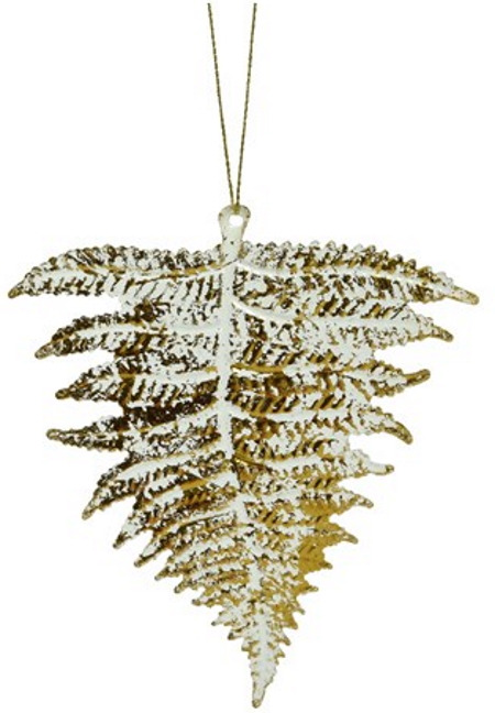 Χριστουγεννιάτικο διακοσμητικό φύλλο, μεταλλικό με χρυσό φινίρισμα, κρεμαστό, 12Χ13cm - KAEMINGK, 520214