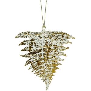 Χριστουγεννιάτικο διακοσμητικό φύλλο, μεταλλικό με χρυσό φινίρισμα, κρεμαστό, 12Χ13cm - KAEMINGK, 520214 - 17383