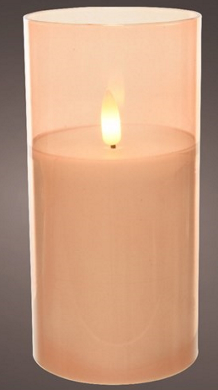 Διακοσμητικό κερί led με εφέ φλόγας, ροζ φιμέ, 15cm - KAEMINGK, 486161