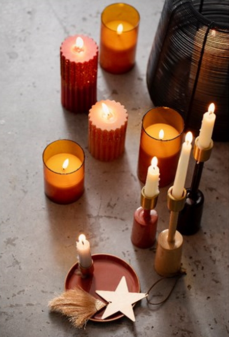 Διακοσμητικό κερί led με εφέ φλόγας, ροζ φιμέ, 15cm - KAEMINGK, 486161