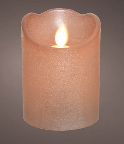 Διακοσμητικό ροζ κερί, led με κινούμενη φλόγα σε θερμό λευκό, 10cm - KAEMINGK, 485247
