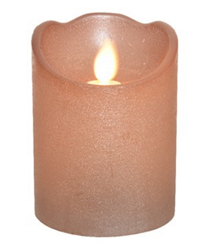 Διακοσμητικό ροζ κερί, led με κινούμενη φλόγα σε θερμό λευκό, 10cm - KAEMINGK, 485247