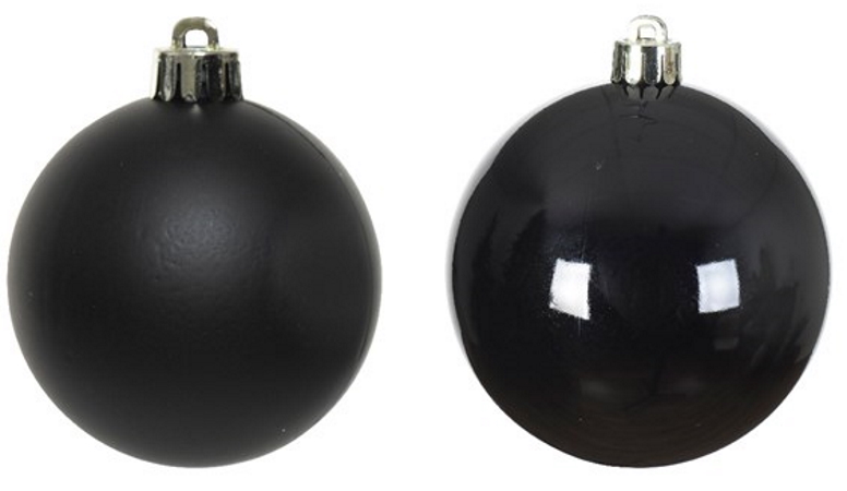 Σετ χριστουγεννιάτικες πλαστικές μπάλες, 16 τμχ., μαύρο γυαλιστερό/ματ, διάμ. 4cm - KAEMINGK, 021716