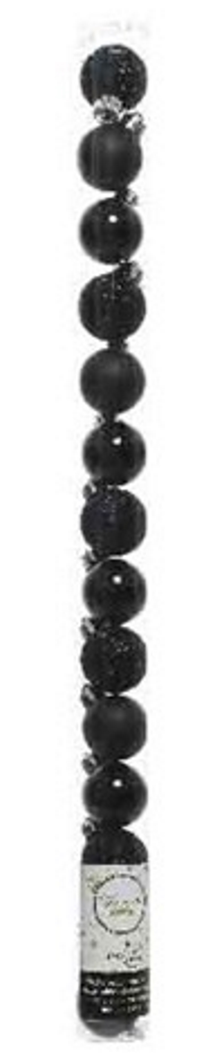 Σετ χριστουγεννιάτικες πλαστικές μπάλες, 4 τμχ., μαύρο γυαλιστερό/ματ/glitter, διάμ. 3cm - KAEMINGK, 020469