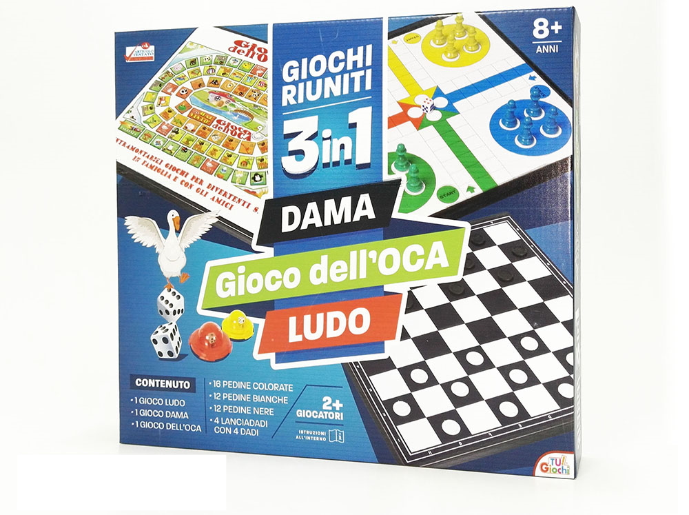Επιτραπέζιο παιχνίδι 3 σε 1, 33Χ27Χ4.5cm, 8+, οδηγίες και καρτέλες στην Ιταλική, 100085