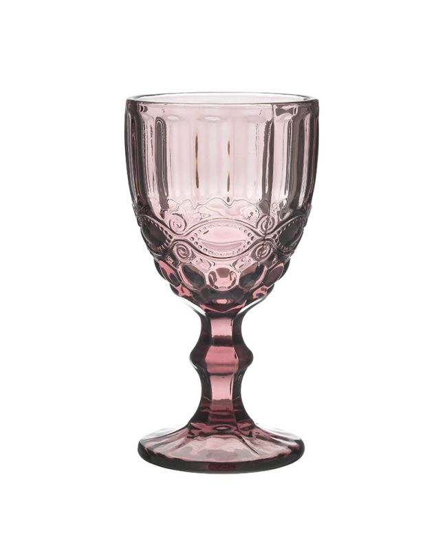 Σετ Ποτήρια για Λευκό και Κόκκινο Κρασί από Γυαλί σε Μωβ Χρώμα Κολωνάτα 6τμχ,6-60-896-0015,InArt