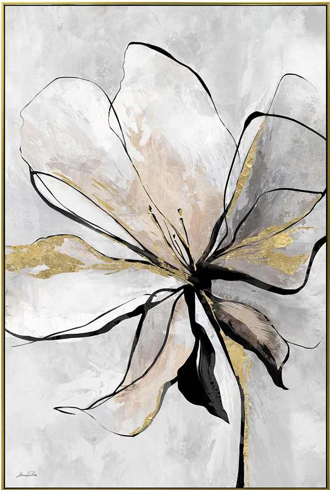 Πίνακας σε καμβά, ελαιογραφία, λουλούδι με χρυσές λεπτομέρειες, 82Χ122cm, 76505