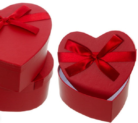 Σετ κουτιά καρδιά με φιόγκο, κόκκινο, 3 τμχ., 12Χ12.5/14Χ13.5Χ6/15.5Χ15Χ7cm, 452024