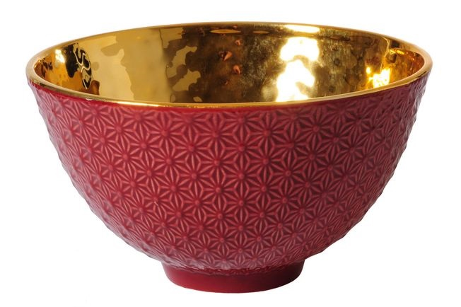 Διακοσμητικό κεραμικό μπωλ, κόκκινο/χρυσό, 18cm, 577518