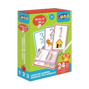 Εκπαιδευτικό παιχνίδι με κάρτες Γράφω & Σβήνω Μαθαίνω τους Αριθμούς, 3+, 25Χ25Χ25cm - 621501 - 18401