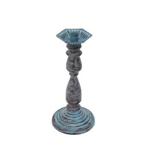 Μεταλικό κηροπήγιο παλαιωμένο φινίρισμα γκρι/μπλε 32.5cm,FB179 - 13714