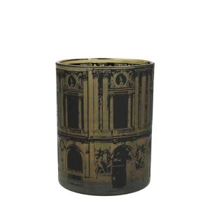 Γυάλινο κηροπήγιο με ρωμαικό print - 12860