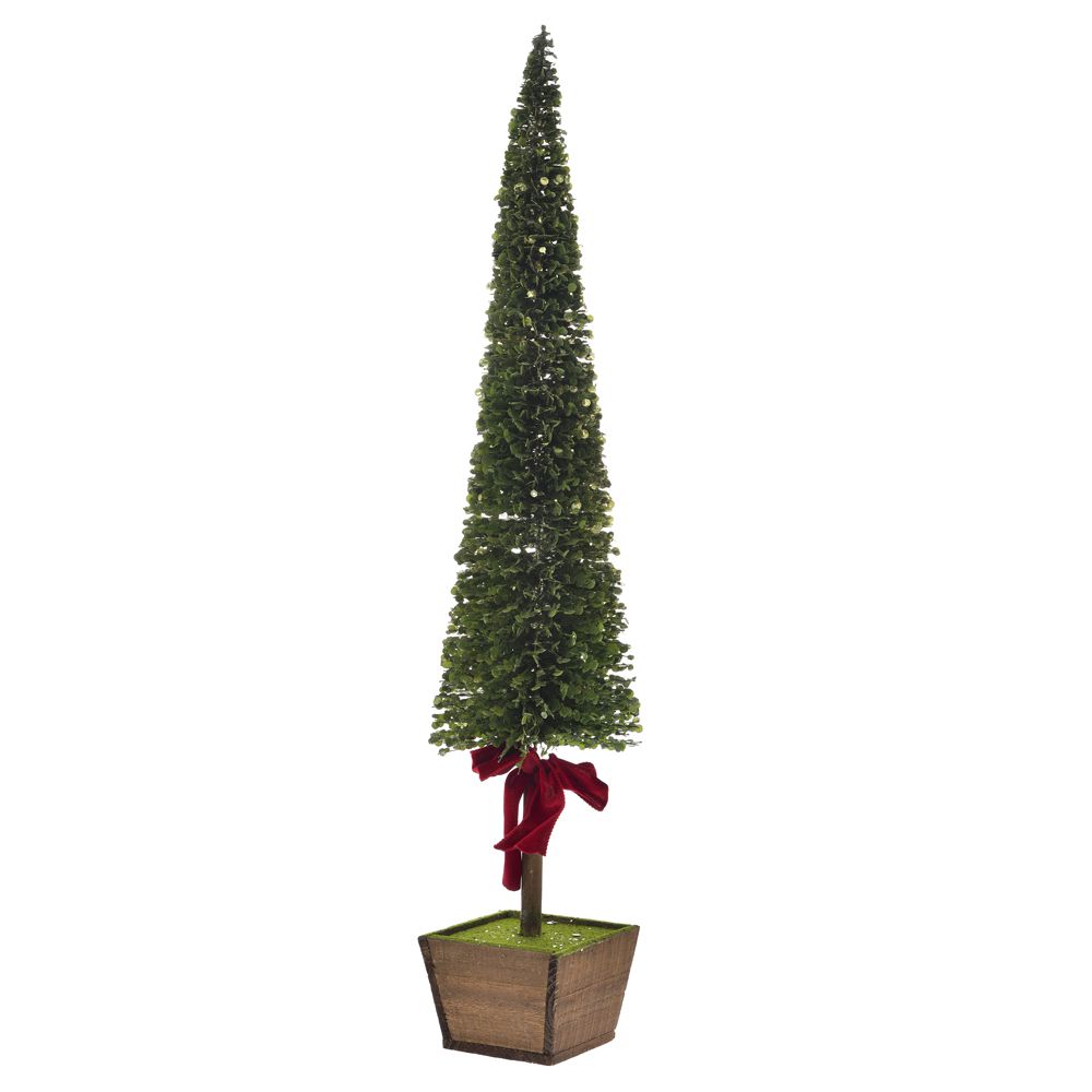 Χριστουγεννιάτικο δεντράκι, από PVC, κωνικό, σε χρώμα πράσινο, πάνω σε ξύλινη βάση, 20Χ95cm - ILIADIS 75797