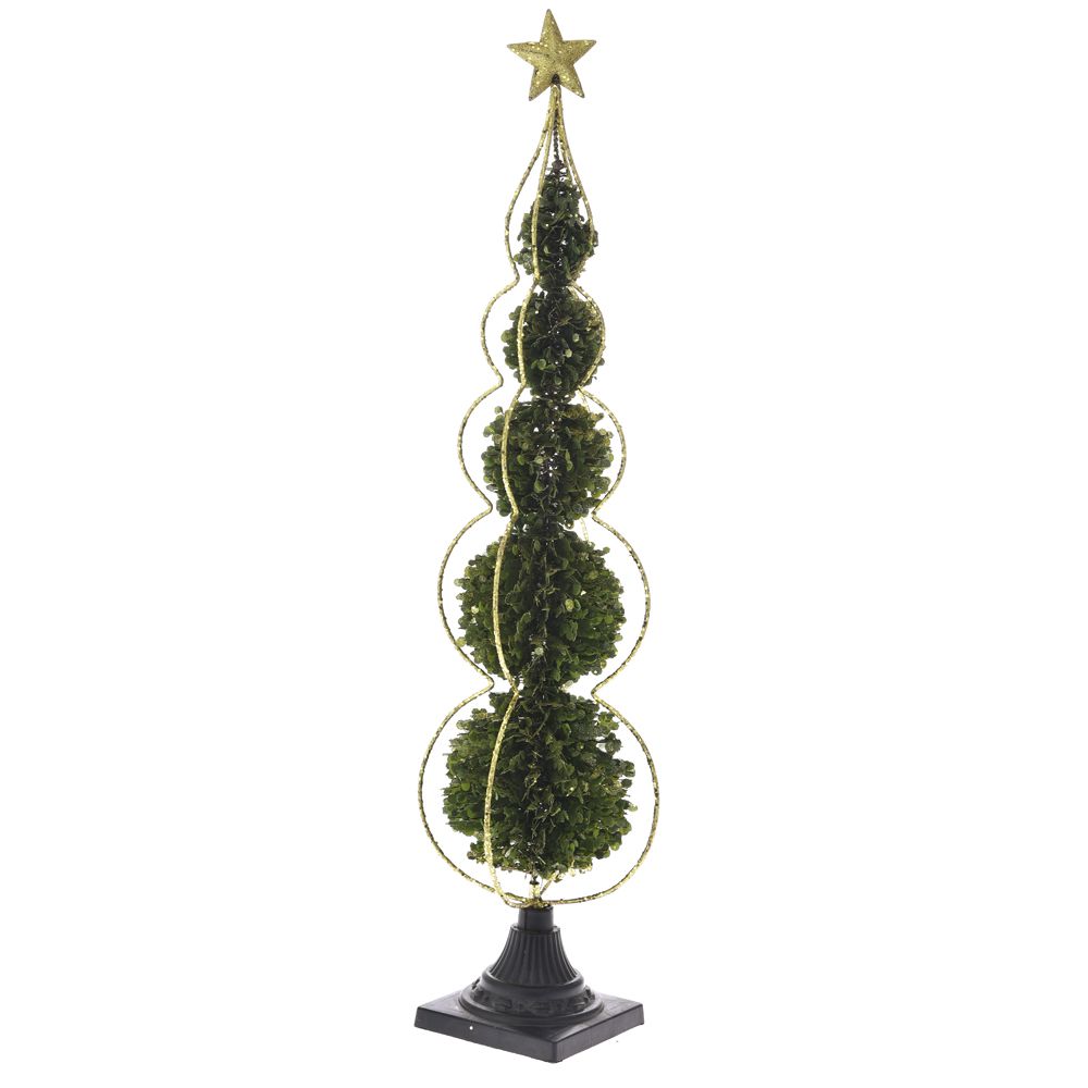 Χριστουγεννιάτικο δεντράκι, σύνθεση από πέντε πράσινες μπάλες, με σιδερένια βάση, 16Χ80cm - ILIADIS 75801