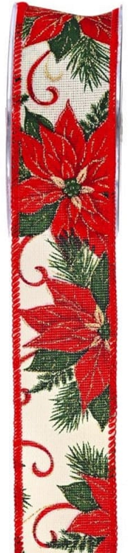 Χριστουγεννιάτικη κορδέλα classic poinsettia, 4,3cmX9m - ILIADIS, 11242