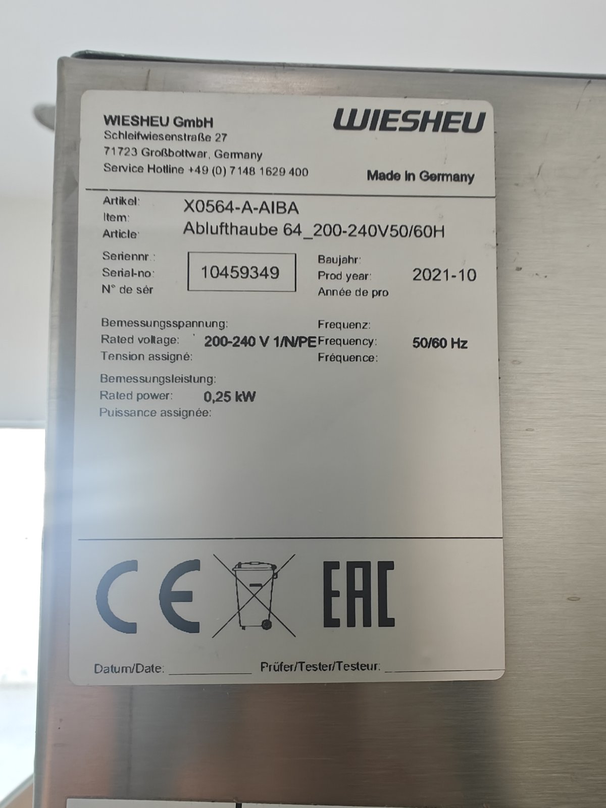 WIESHEU DOUBLE OVEN , CONVECTION AND DECK