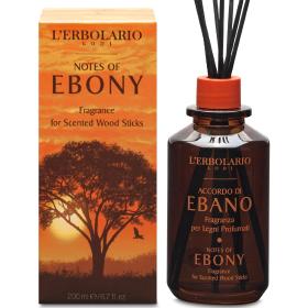 L'erbolario Notes of Ebony Fragrance for Scented Wood Sticks, Αρωματικό χώρου με ξύλινα στικς 200ml