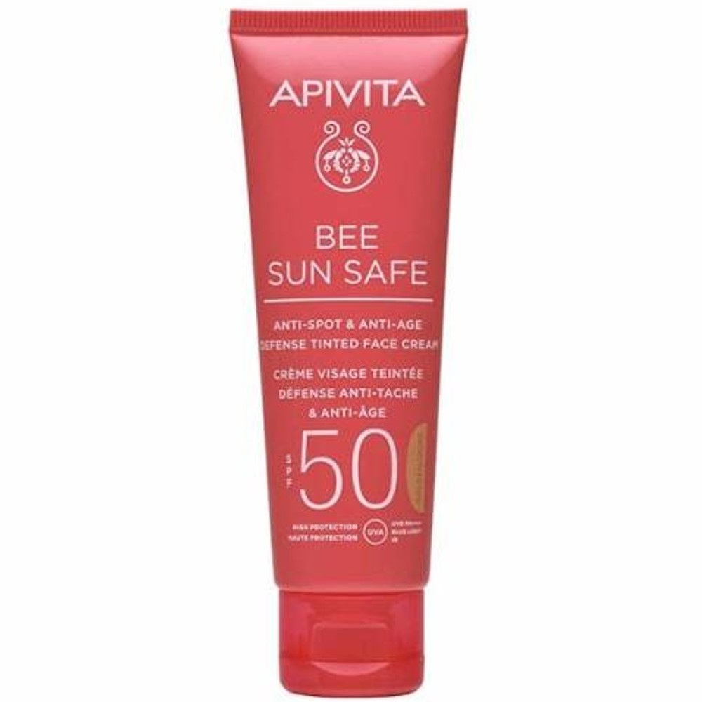Apivita Bee Sun Safe Κρέμα Προσώπου Κατά των Πανάδων και των Ρυτίδων με Χρώμα Golden SPF50 50ml.