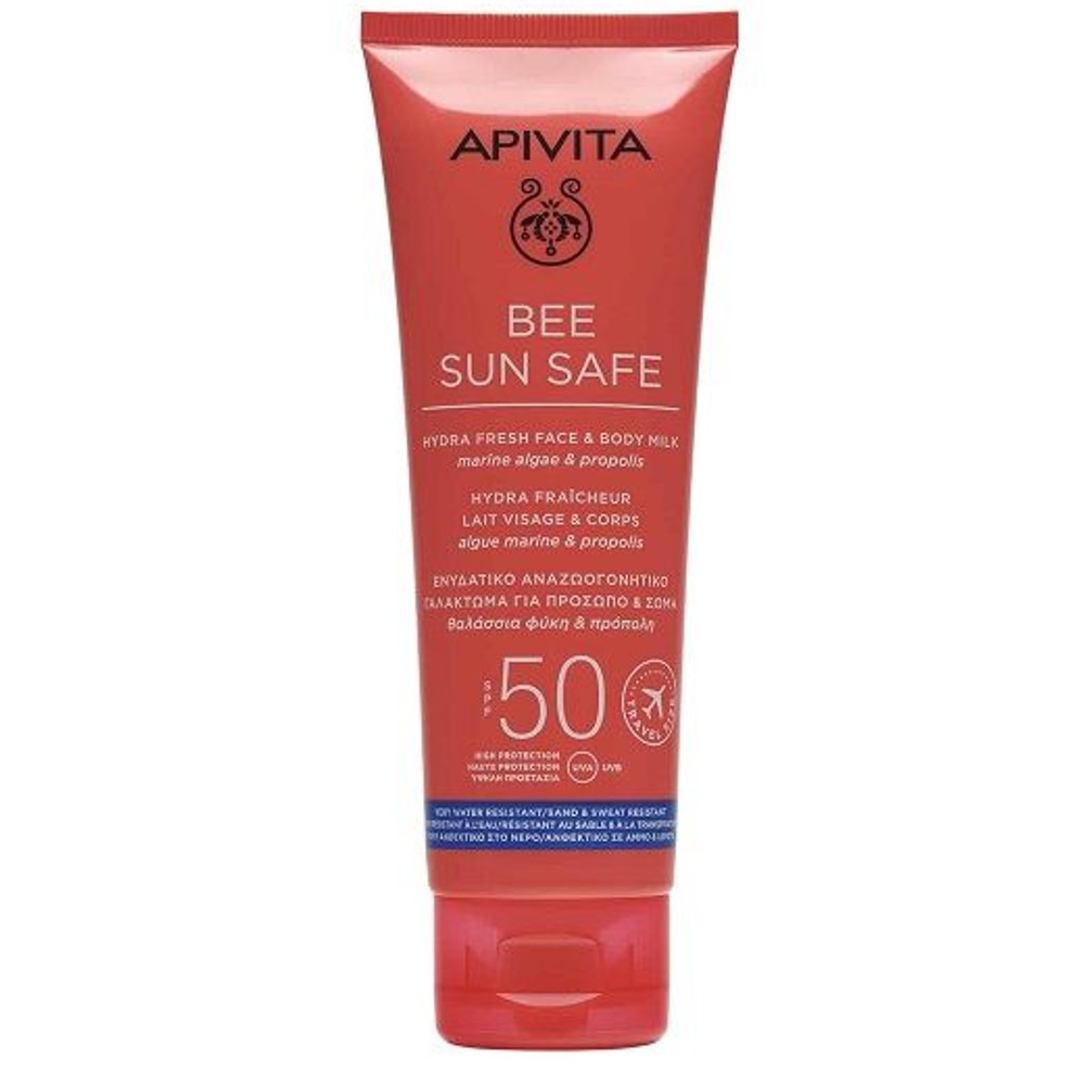 Apivita Bee Sun Safe Hydra Face & Body Milk SPF50, Travel Size 100ml.