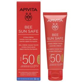 Apivita Bee Sun Safe Αντηλιακή Ενυδατική Κρέμα-Gel Προσώπου με Χρώμα Spf50, 50ml.