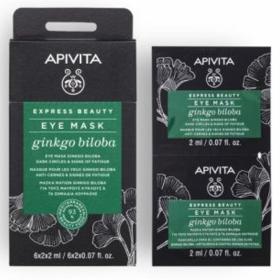Apivita Express Beauty Μάσκα Ματιών Με Ginkgo Biloba Για Μαύρους Κύκλους & Σημάδια Κούρασης 2x2ml.