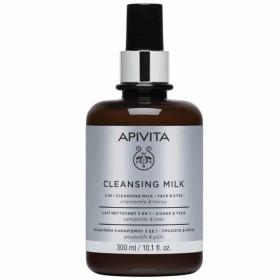Apivita Cleansing Milk Γαλάκτωμα Καθαρισμού 3 σε 1 για Πρόσωπο & Μάτια με Χαμομήλι & Μέλι 300ml.
