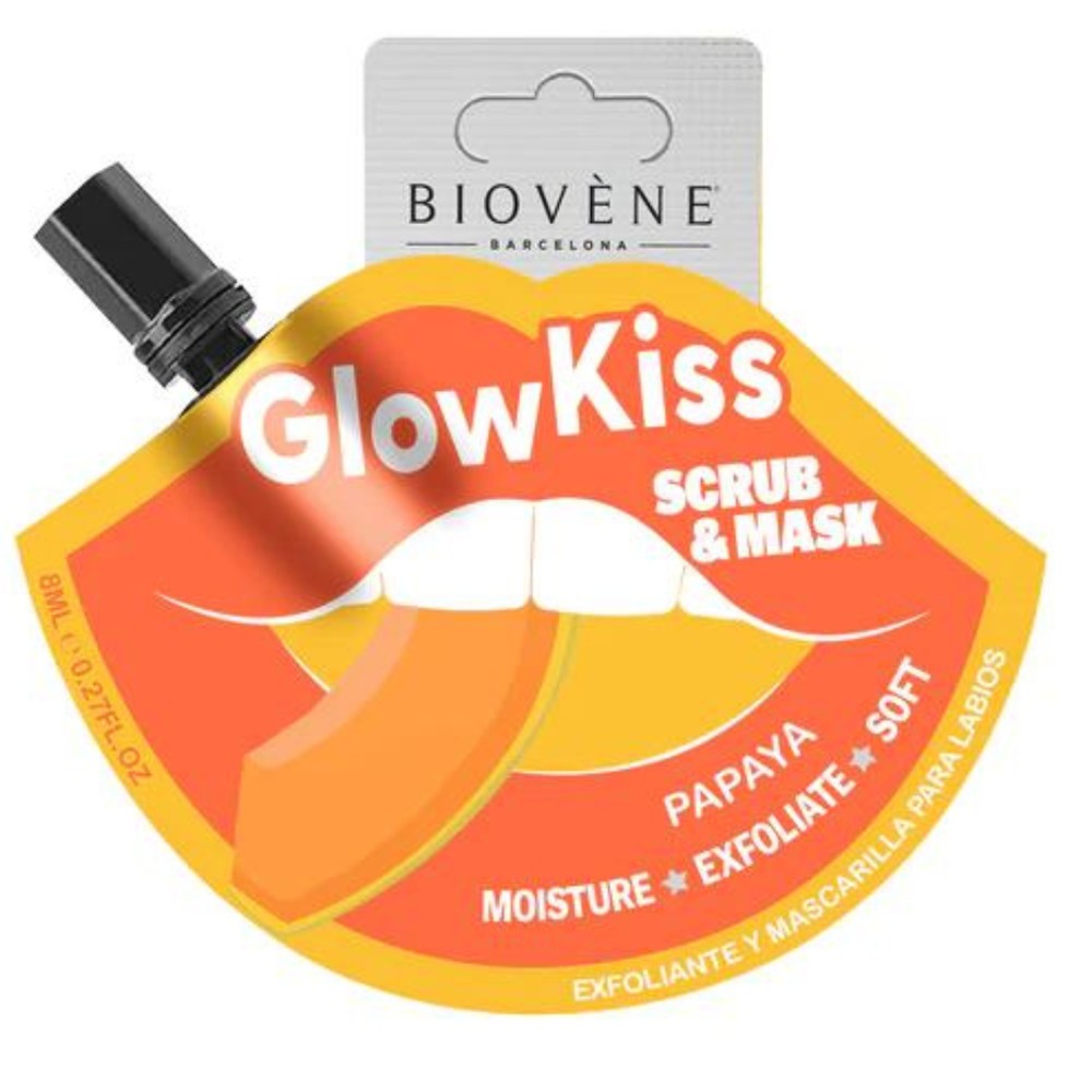 Biovene Barcelona GLOW KISS Papaya Lip Scrub & Mask 8ml.