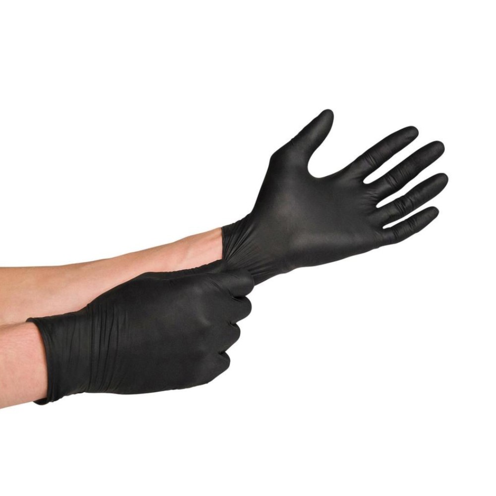 Γάντια Μαύρα extra Αντοχή από Latex μέγεθος Μ (Medium) 10τμχ