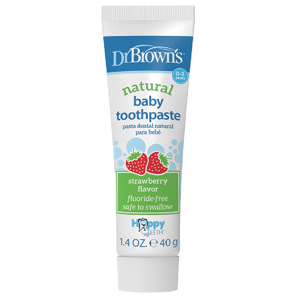 Dr.Brown's Βρεφική Οδοντόκρεμα χωρίς Φθόριο με Γεύση Φράουλα 0-3 ετών, Natural Baby Toothpaste, 40gr