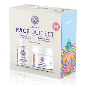 Garden Face Duo Set Hydrating Serum + Moisturizing Cream, Ενυδατικός Ορός με Υαλουρονικό Οξύ για Πρόσωπο & Mάτια, 30ml & Ενυδατική Κρέμα με Λευκό Νούφαρο, 50ml.