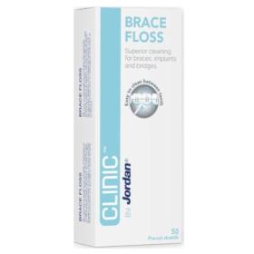 Jordan Clinic Brace Floss Οδοντικό Νήμα Ιδανικό για Σιδεράκια, Γέφυρες & Εμφυτεύματα, 50τμχ.